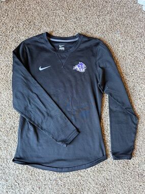 Nike Black Long Sleeve ACU Logo Performance Top with Purple Accent